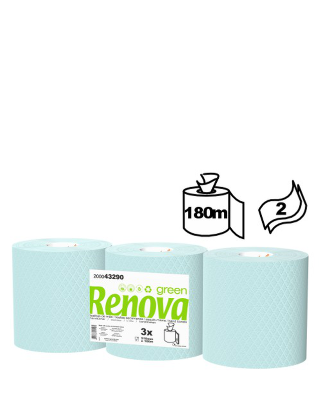 Papel Secamanos Renova Azul 180m (3R/Fardo)