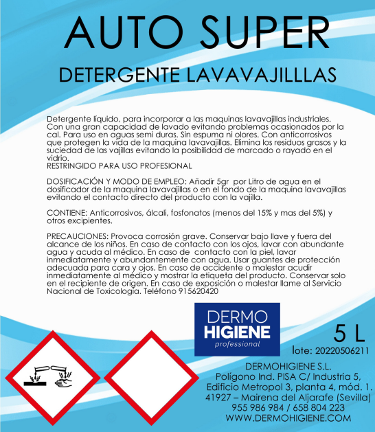 Detergente Lavavajillas Auto Super DH (25Kg) - Imagen 2
