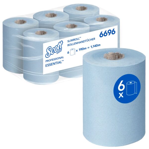 Papel Secamanos Slimroll Azul 190m (6Rollos/Fardo)